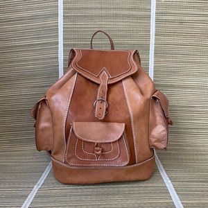 Vintage full grain leather backpack